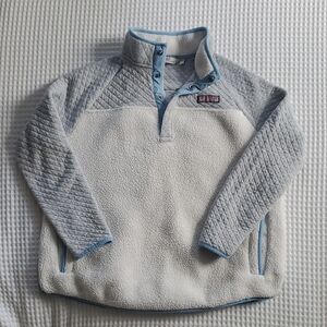 Vineyard Vines Cream and Grey Quilted Fleece Pullover